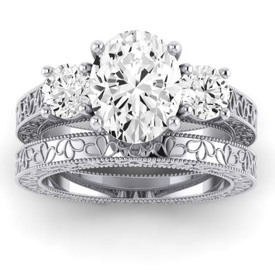 Belladonna Moissanite Matching Band Only (does Not Include Engagement Ring) For Ring With Oval Center whitegold