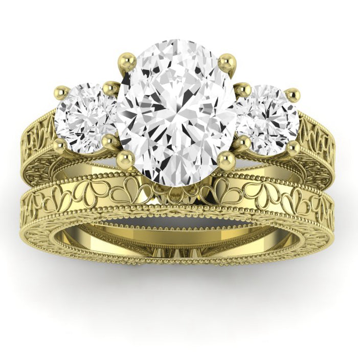 Belladonna Diamond Matching Band Only (does Not Include Engagement Ring) For Ring With Oval Center yellowgold