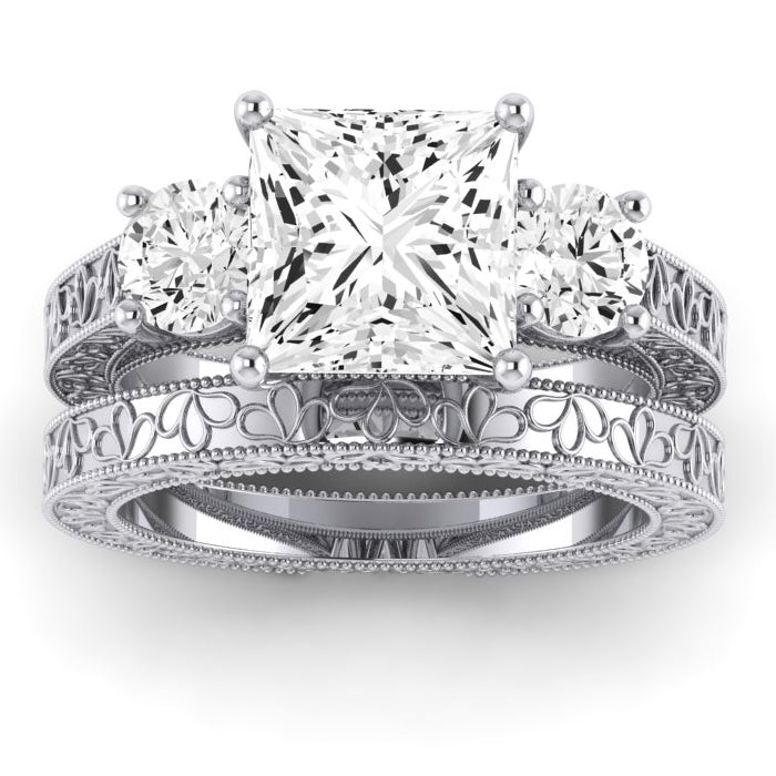 Belladonna Diamond Matching Band Only (does Not Include Engagement Ring) For Ring With Princess Center whitegold
