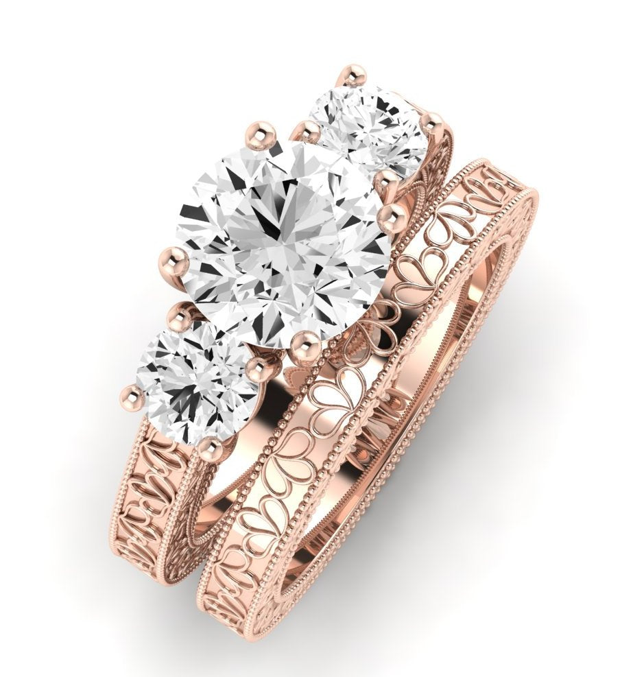 Belladonna Moissanite Matching Band Only (does Not Include Engagement Ring) For Ring With Round Center rosegold