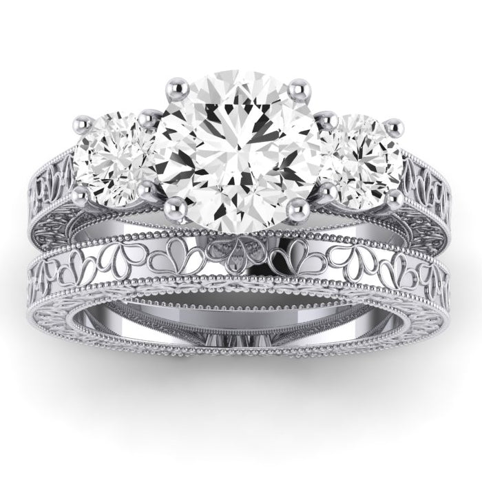 Belladonna Moissanite Matching Band Only (does Not Include Engagement Ring) For Ring With Round Center whitegold
