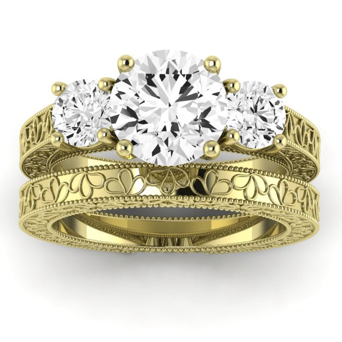 Belladonna Moissanite Matching Band Only (does Not Include Engagement Ring) For Ring With Round Center yellowgold