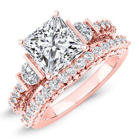 Belle Diamond Matching Band Only (engagement Ring Not Included) For Ring With Princess Center rosegold