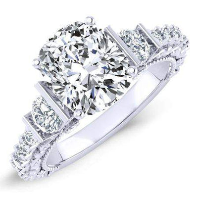 Belle Cushion Moissanite Engagement Ring whitegold