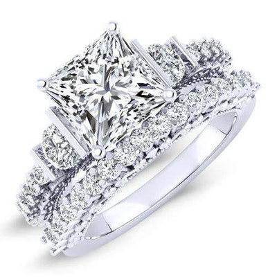 Belle Moissanite Matching Band Only (engagement Ring Not Included) For Ring With Princess Center whitegold
