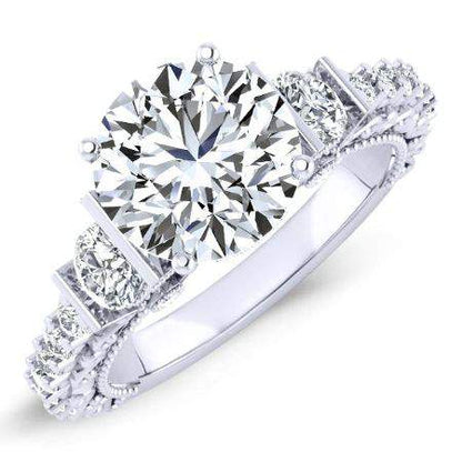 Belle Round Diamond Engagement Ring (Lab Grown Igi Cert) whitegold