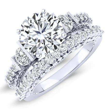 Belle Diamond Matching Band Only (engagement Ring Not Included) For Ring With Round Center whitegold