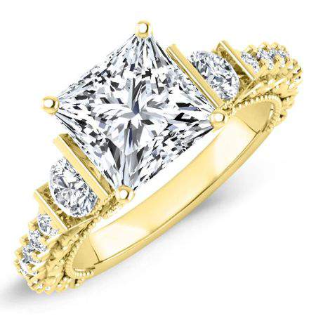 Belle Princess Moissanite Engagement Ring yellowgold