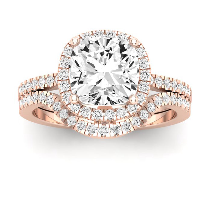Bergenia Diamond Matching Band Only (does Not Include Engagement Ring ) For Ring With Cushion Center rosegold