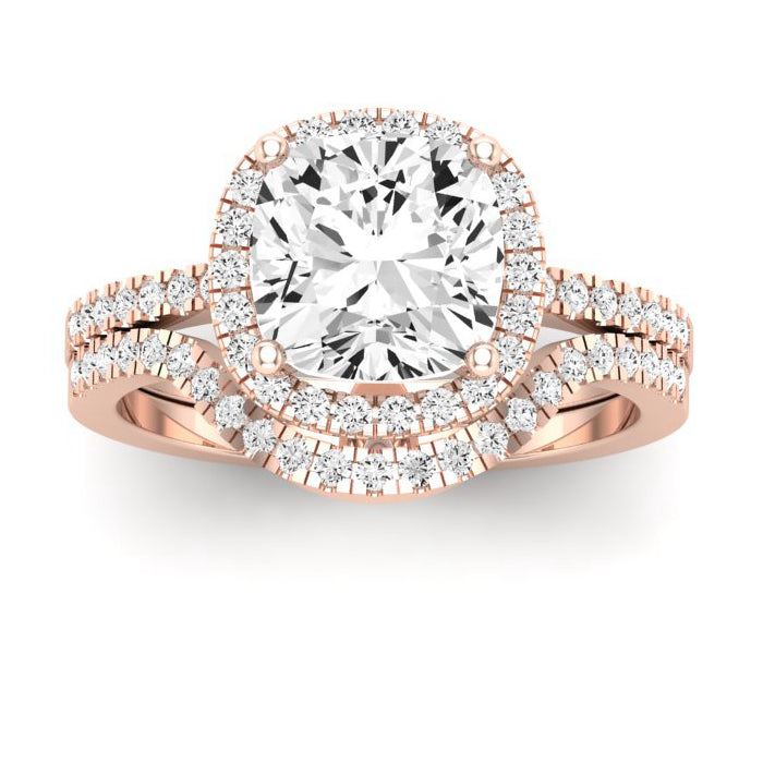 Bergenia Moissanite Matching Band Only (does Not Include Engagement Ring ) For Ring With Cushion Center rosegold