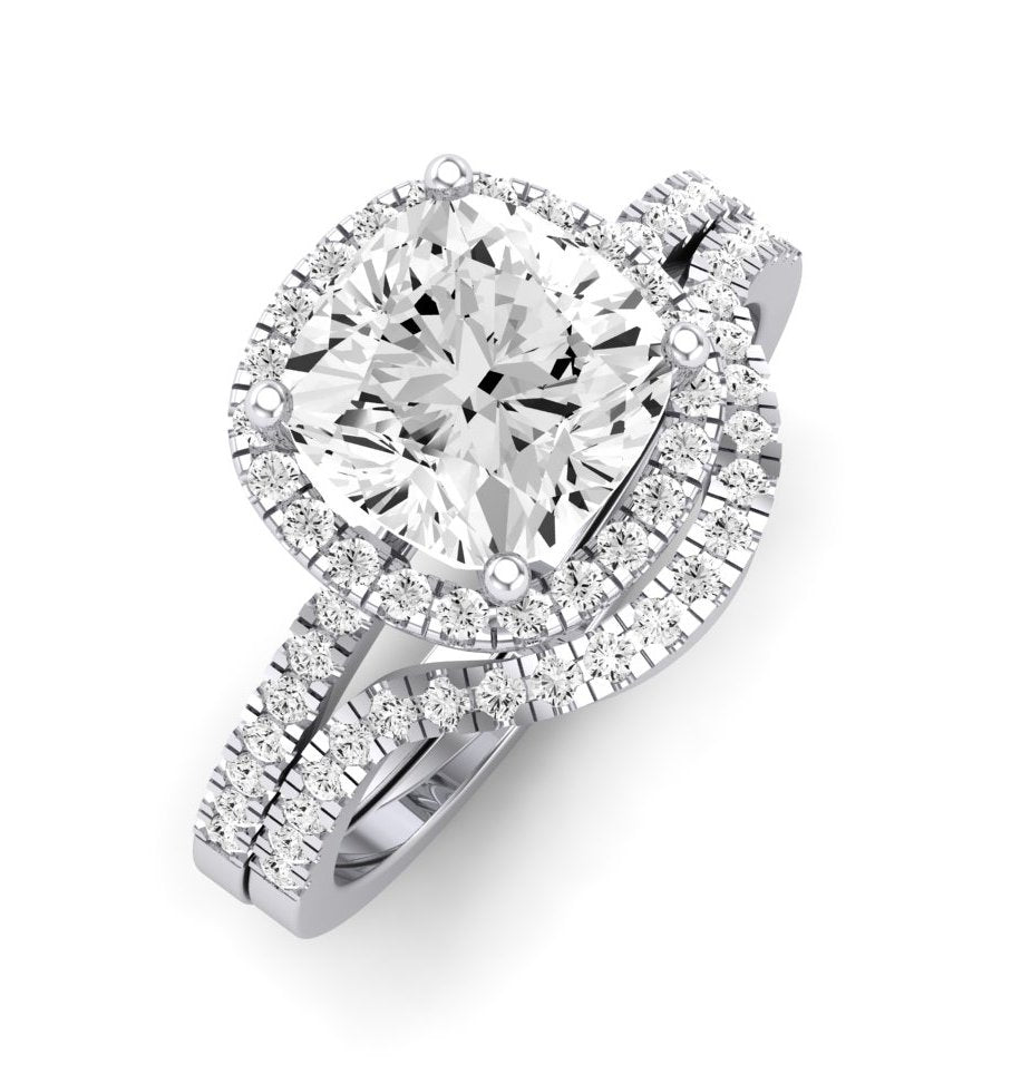 Bergenia Moissanite Matching Band Only (does Not Include Engagement Ring ) For Ring With Cushion Center whitegold