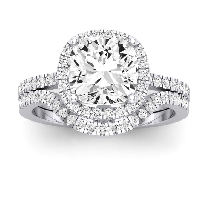 Bergenia Moissanite Matching Band Only (does Not Include Engagement Ring ) For Ring With Cushion Center whitegold