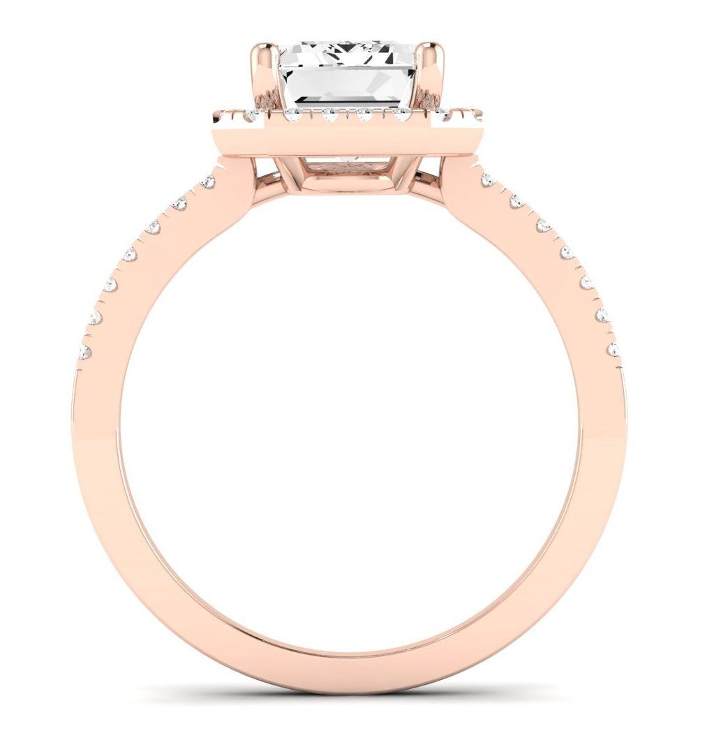 Bergenia Emerald Moissanite Engagement Ring rosegold