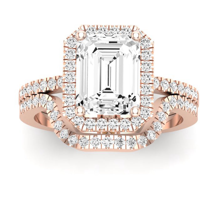 Bergenia Diamond Matching Band Only (does Not Include Engagement Ring ) For Ring With Emerald Center rosegold
