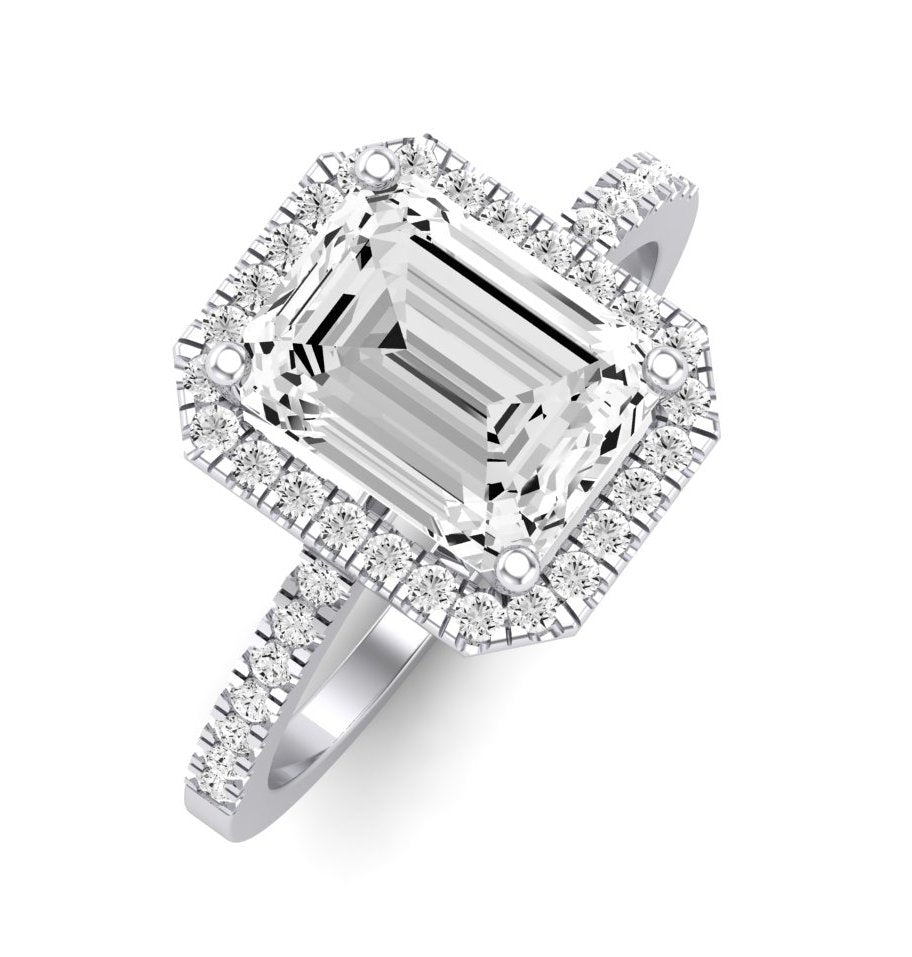 Bergenia Emerald Diamond Engagement Ring (Lab Grown Igi Cert) whitegold