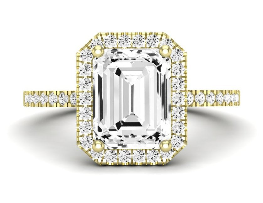 Bergenia Emerald Diamond Engagement Ring (Lab Grown Igi Cert) yellowgold