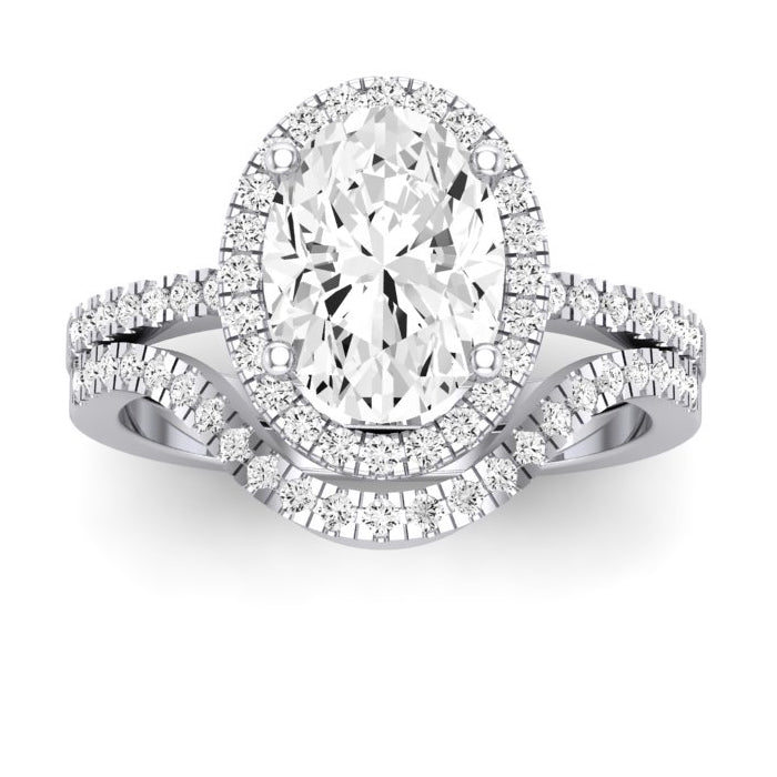 Bergenia Moissanite Matching Band Only (does Not Include Engagement Ring ) For Ring With Oval Center whitegold