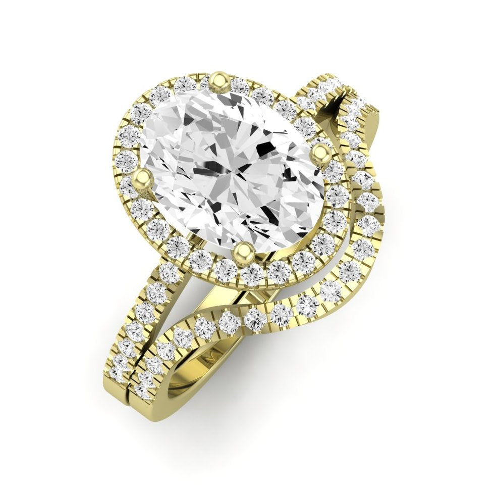Bergenia Moissanite Matching Band Only (does Not Include Engagement Ring ) For Ring With Oval Center yellowgold