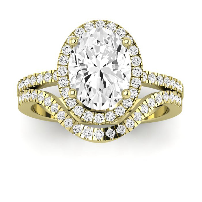 Bergenia Moissanite Matching Band Only (does Not Include Engagement Ring ) For Ring With Oval Center yellowgold