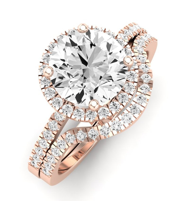 Bergenia Moissanite Matching Band Only (does Not Include Engagement Ring ) For Ring With Round Center rosegold