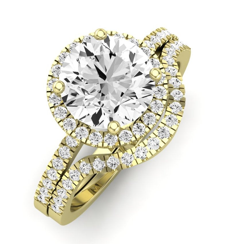 Bergenia Moissanite Matching Band Only (does Not Include Engagement Ring ) For Ring With Round Center yellowgold