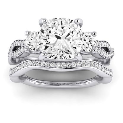 Bottlebrush Diamond Matching Band Only (does Not Include Engagement Ring) For Ring With Cushion Center whitegold