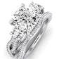 Bottlebrush Moissanite Matching Band Only (does Not Include Engagement Ring) For Ring With Cushion Center whitegold