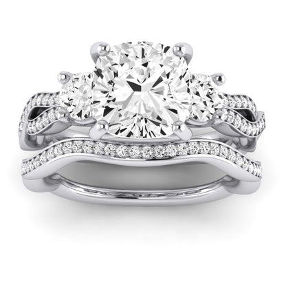 Bottlebrush Moissanite Matching Band Only (does Not Include Engagement Ring) For Ring With Cushion Center whitegold