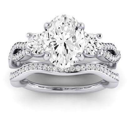 Bottlebrush Moissanite Matching Band Only (does Not Include Engagement Ring) For Ring With Oval Center whitegold
