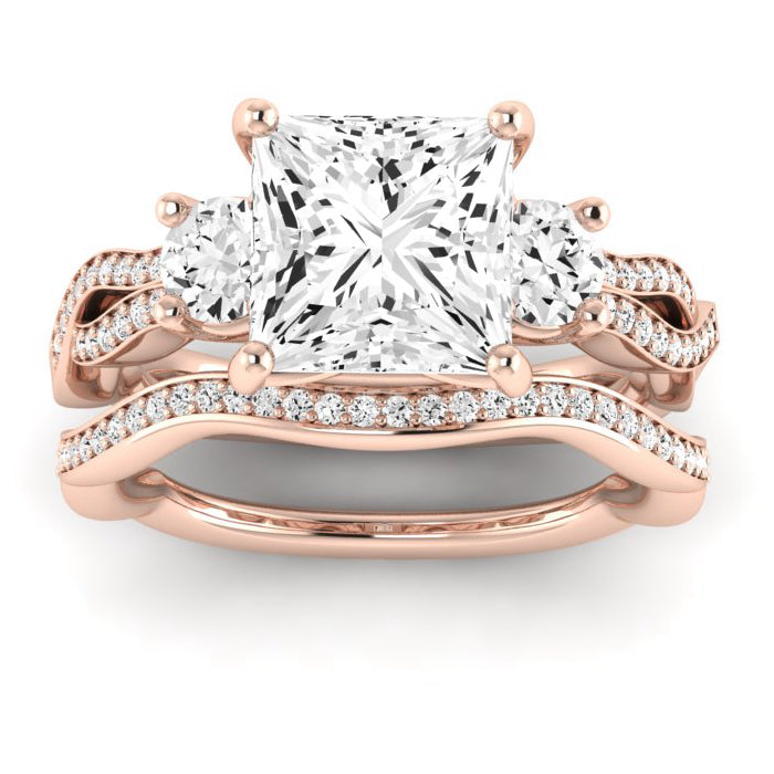 Bottlebrush Moissanite Matching Band Only (does Not Include Engagement Ring) For Ring With Princess Center rosegold