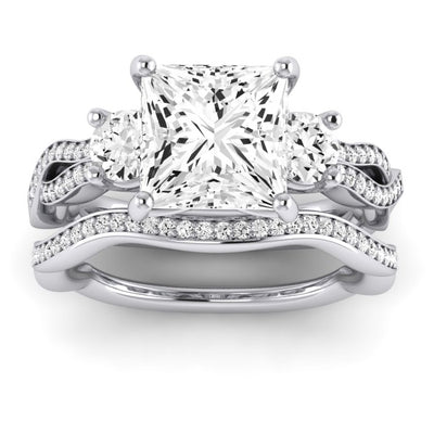 Bottlebrush Diamond Matching Band Only (does Not Include Engagement Ring) For Ring With Princess Center whitegold
