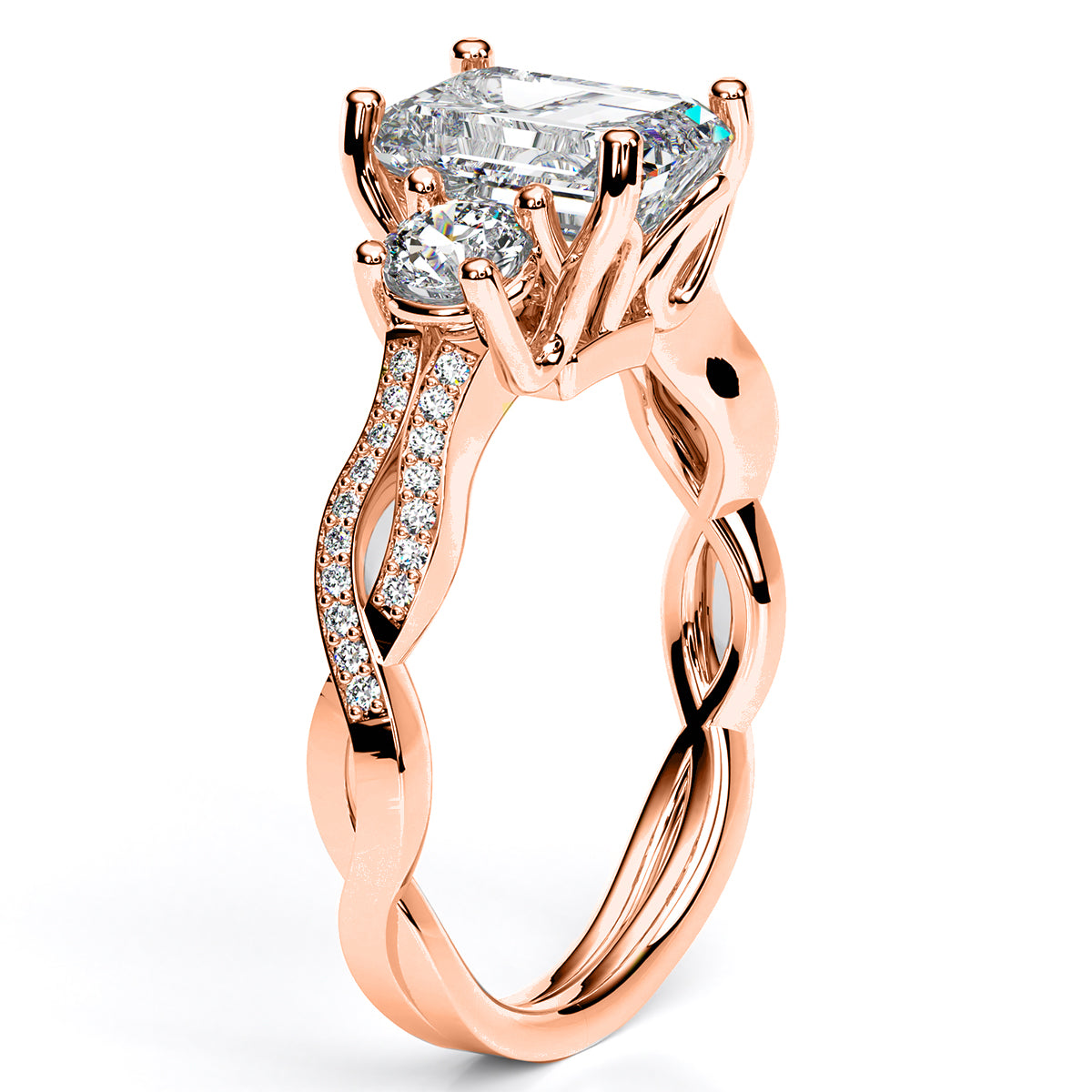 Bottlebrush Emerald Diamond Engagement Ring (Lab Grown Igi Cert) rosegold
