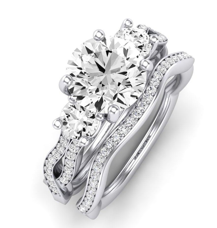 Bottlebrush Moissanite Matching Band Only (does Not Include Engagement Ring) For Ring With Round Center whitegold