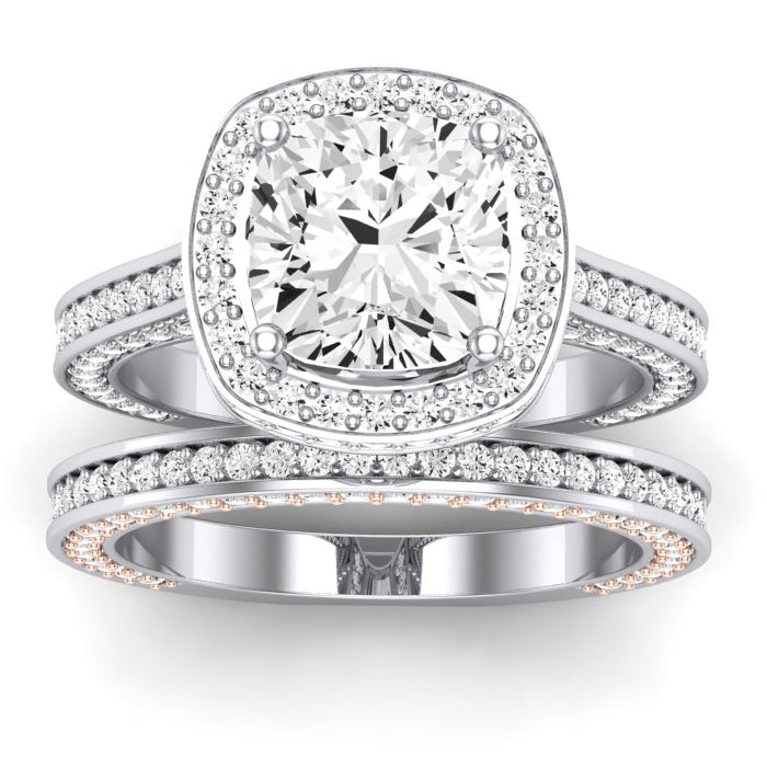 Buttercup Moissanite Matching Band Only (does Not Include Engagement Ring)  For Ring With Cushion Center whitegold