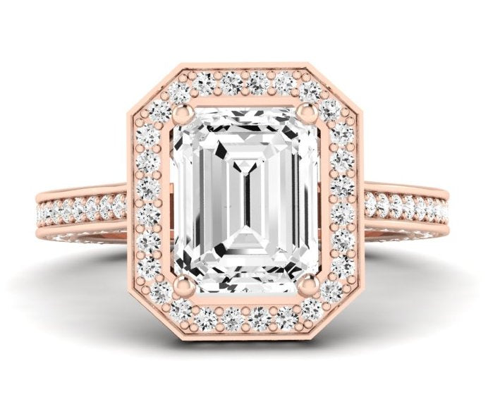 Buttercup Emerald Moissanite Engagement Ring rosegold