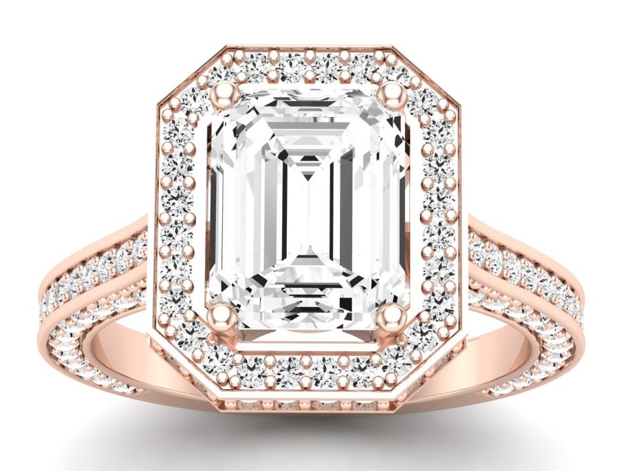 Buttercup Emerald Moissanite Engagement Ring rosegold