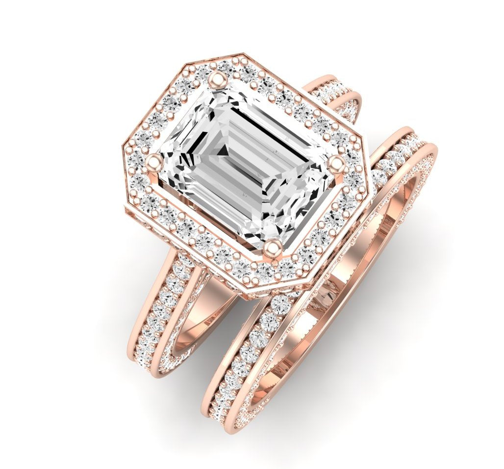 Buttercup Diamond Matching Band Only (does Not Include Engagement Ring)  For Ring With Emerald Center rosegold