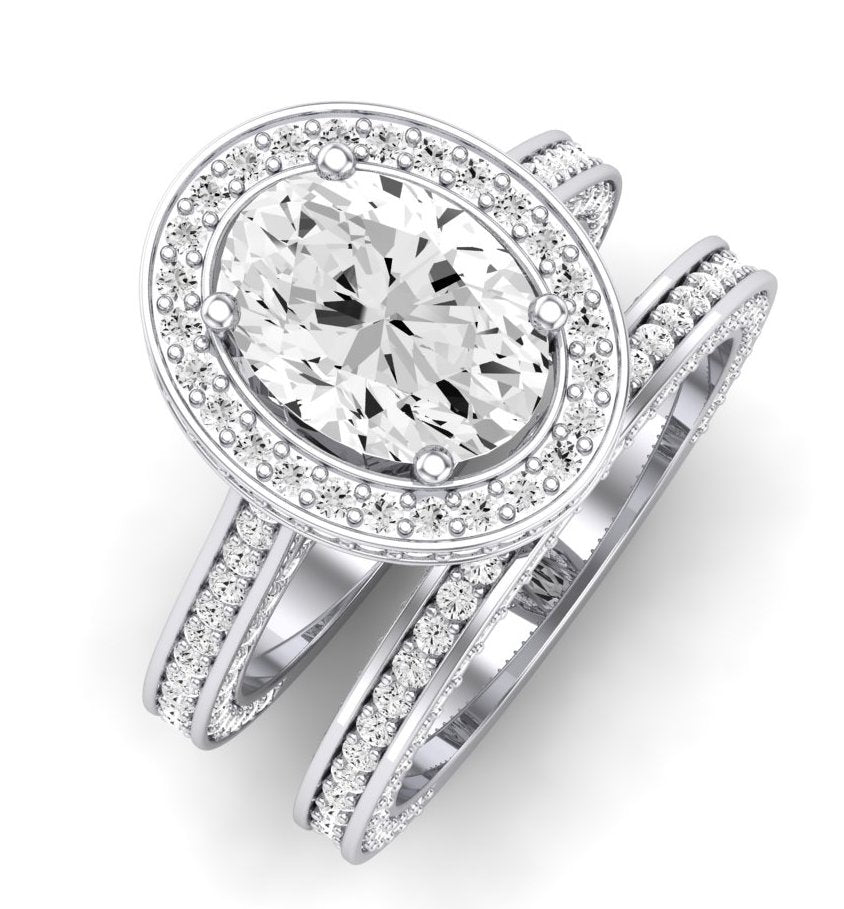 Buttercup Moissanite Matching Band Only (does Not Include Engagement Ring)  For Ring With Oval Center whitegold