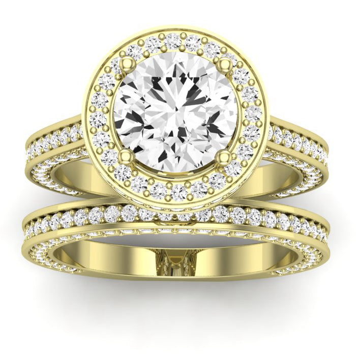 Buttercup Moissanite Matching Band Only (does Not Include Engagement Ring)  For Ring With Round Center yellowgold