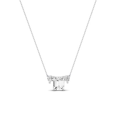 Spirea Emerald Cut Diamond Accented Necklace whitegold