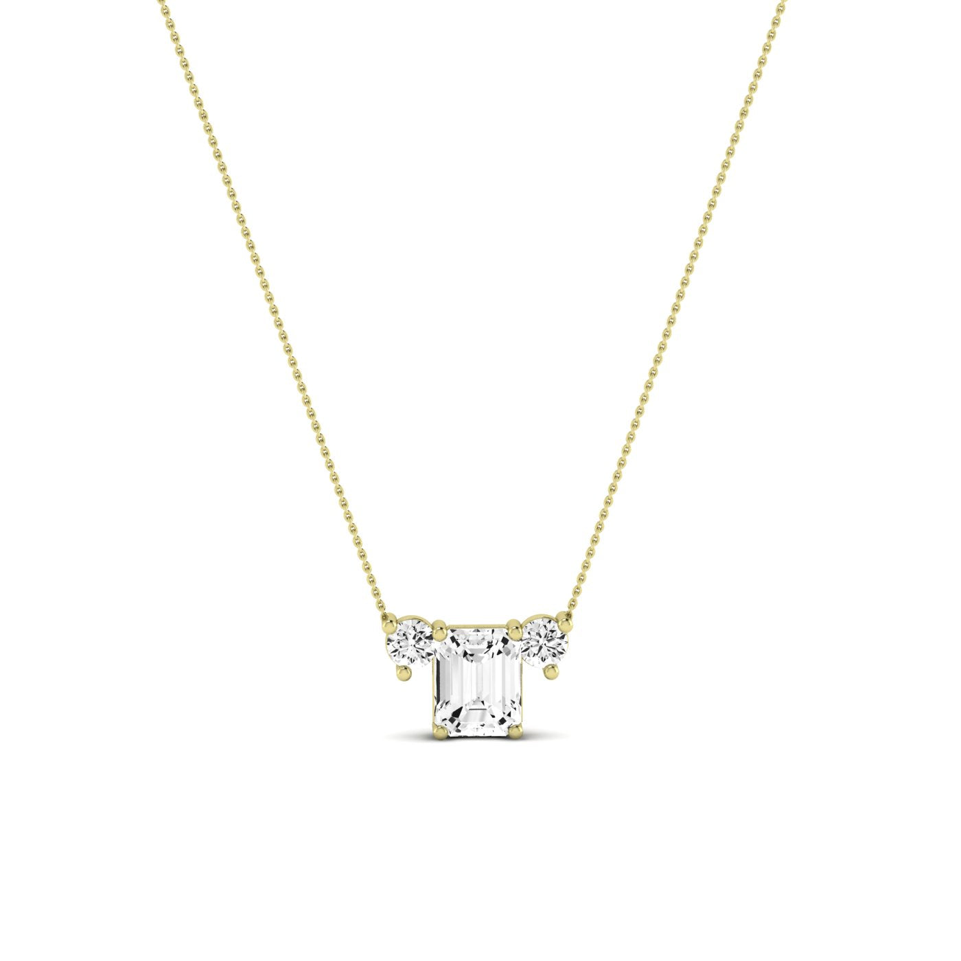 Spirea Emerald Cut Diamond Accented Necklace yellowgold