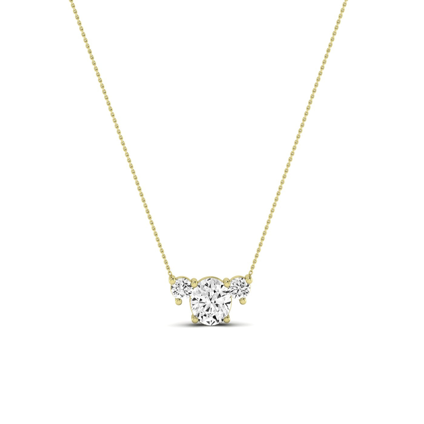 Spirea Oval Cut Diamond Accented Necklace (Clarity Enhanced) yellowgold