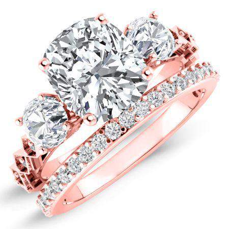 Calix Moissanite Matching Band Only (engagement Ring Not Included) For Ring With Cushion Center rosegold