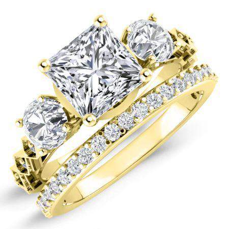 Calix Moissanite Matching Band Only (engagement Ring Not Included) For Ring With Princess Center yellowgold