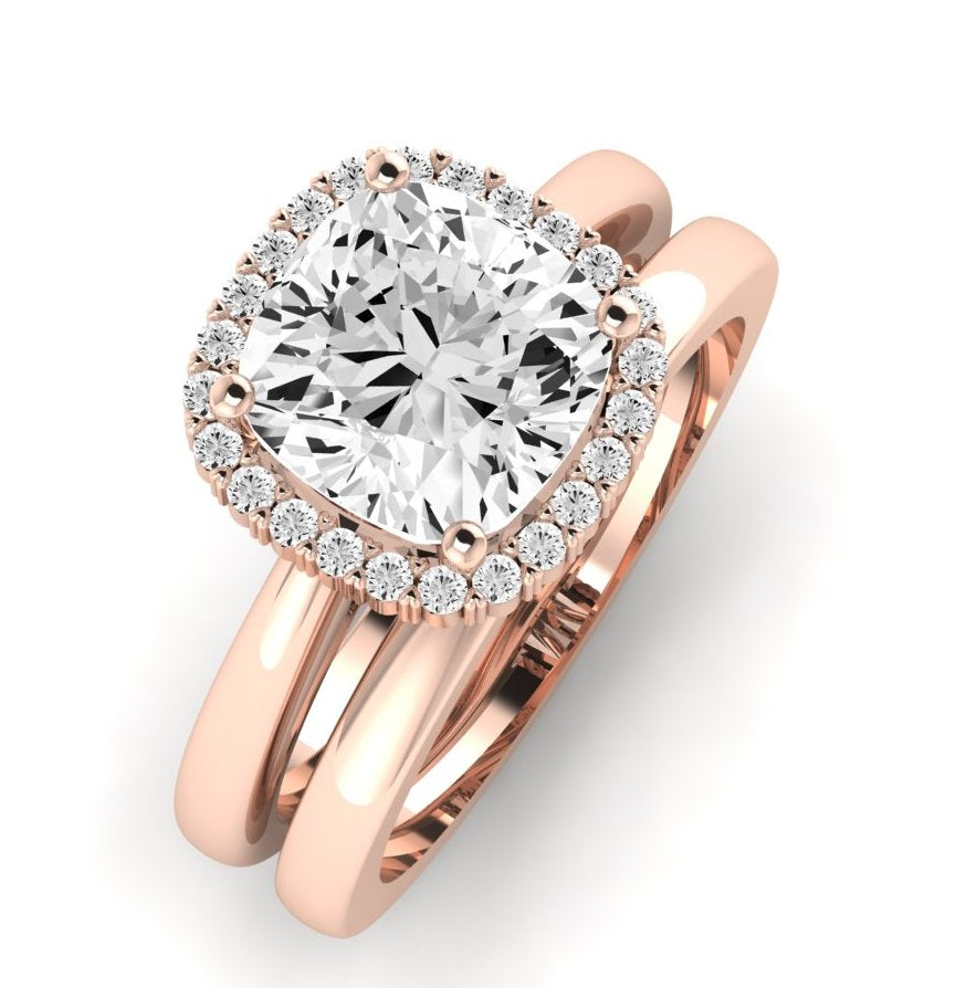 Calla Lily Diamond Matching Band Only (does Not Include Engagement Ring) For Ring With Cushion Center rosegold