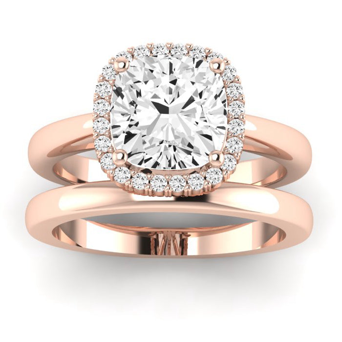 Calla Lily Moissanite Matching Band Only (does Not Include Engagement Ring) For Ring With Cushion Center rosegold