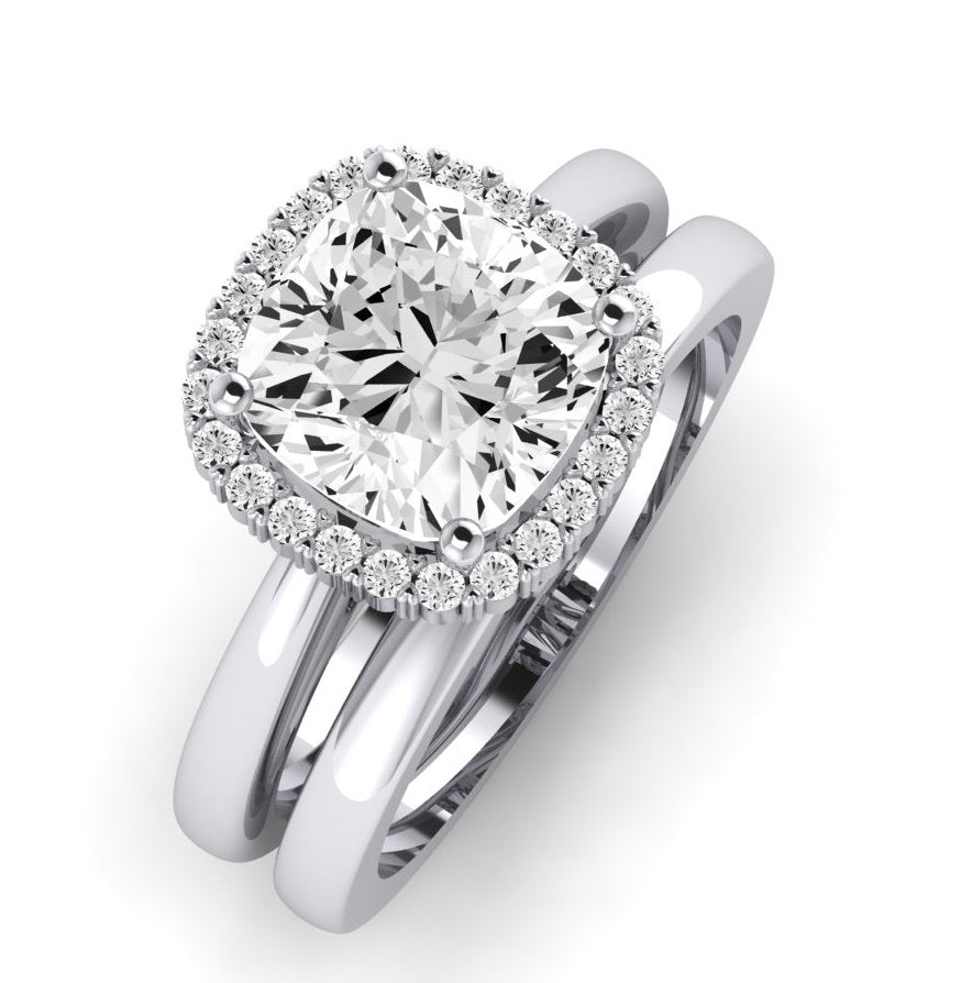 Calla Lily Moissanite Matching Band Only (does Not Include Engagement Ring) For Ring With Cushion Center whitegold