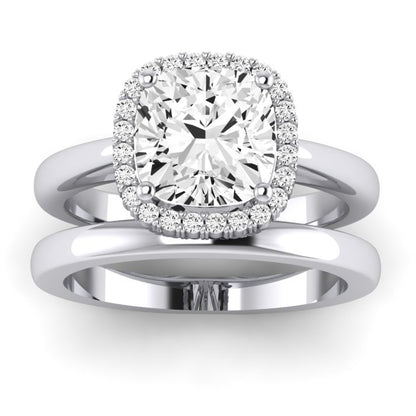 Calla Lily Moissanite Matching Band Only (does Not Include Engagement Ring) For Ring With Cushion Center whitegold