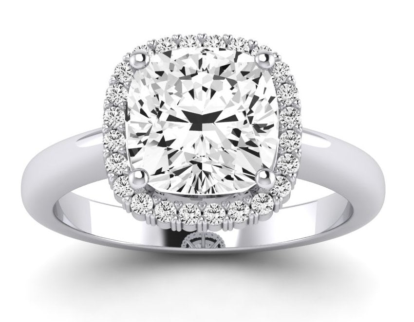 Callalily Cushion Moissanite Engagement Ring whitegold