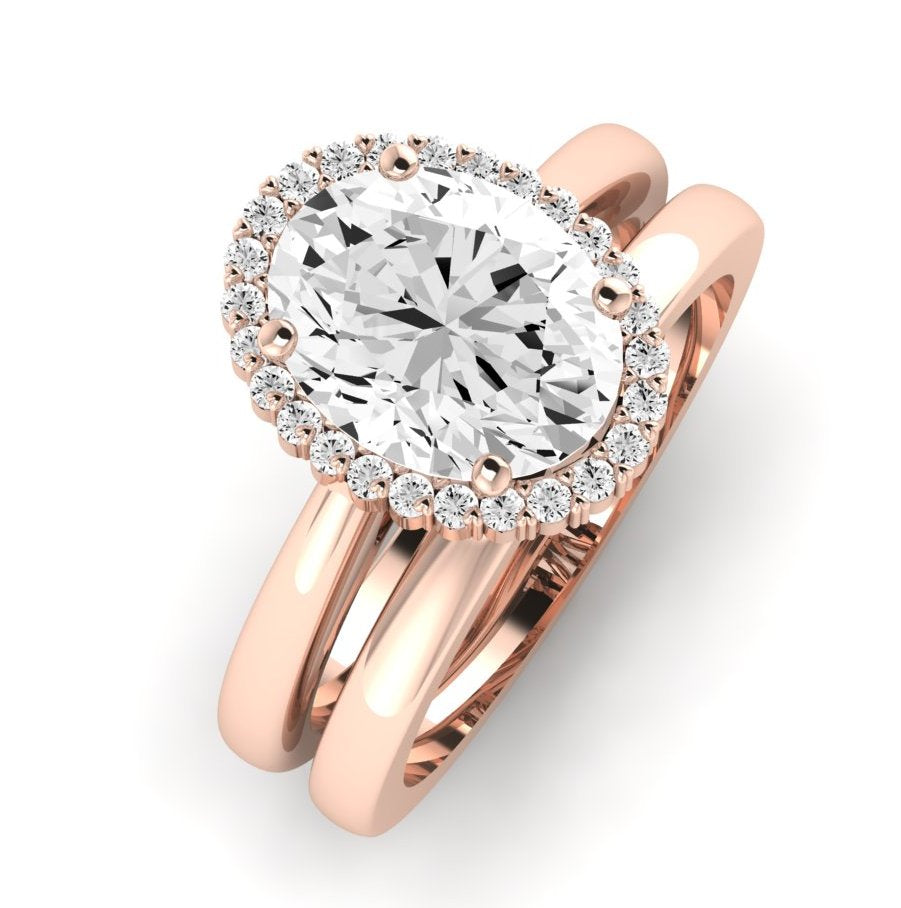 Calla Lily Moissanite Matching Band Only (does Not Include Engagement Ring) For Ring With Oval Center rosegold